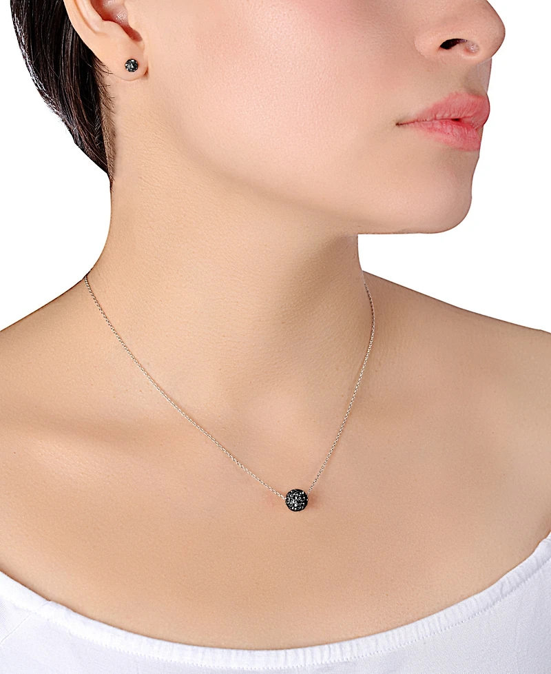 Gianni Bernini 2-Piece Clear Crystal Pave Ball Stud Necklace Set (1.2 ct. t.w.) Sterling Silver
