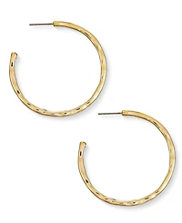 Style & Co Silver-Tone Hammered Medium Hoop Earrings 1.5", Exclusively at Macy's