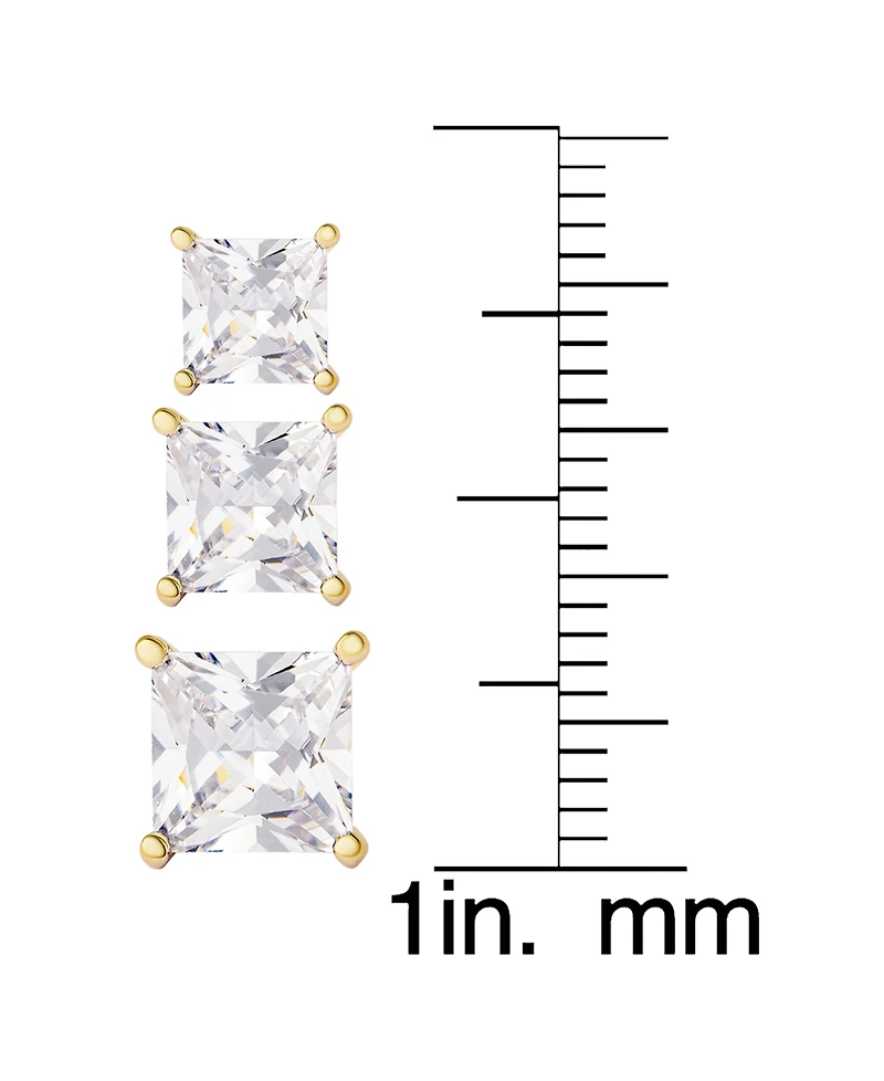 Macy's 3 Pairs Square Cubic Zirconia Stud Set