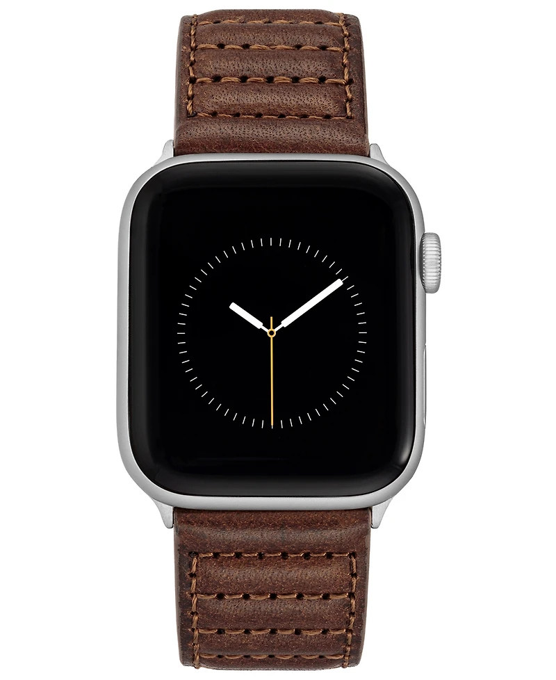 Vince Camuto Men's Brown Stitched Pattern Premium Leather Band Compatible with 42/44/45/Ultra/Ultra 2 Apple Watch