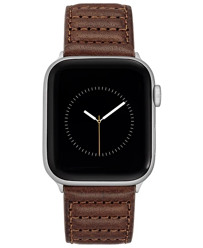 Vince Camuto Men's Brown Stitched Pattern Premium Leather Band Compatible with 42/44/45/Ultra/Ultra 2 Apple Watch