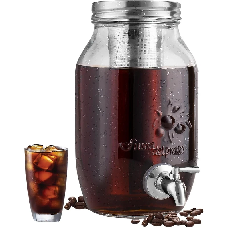 1.5 Liter Cold Brew Coffee Maker with Extra Thick Glass Carafe & Stainless Steel Mesh Filter