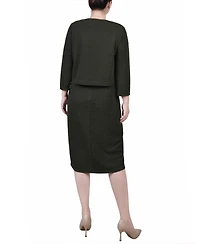 Ny Collection Women's Textured 3/4 Sleeve Two Piece Dress Set