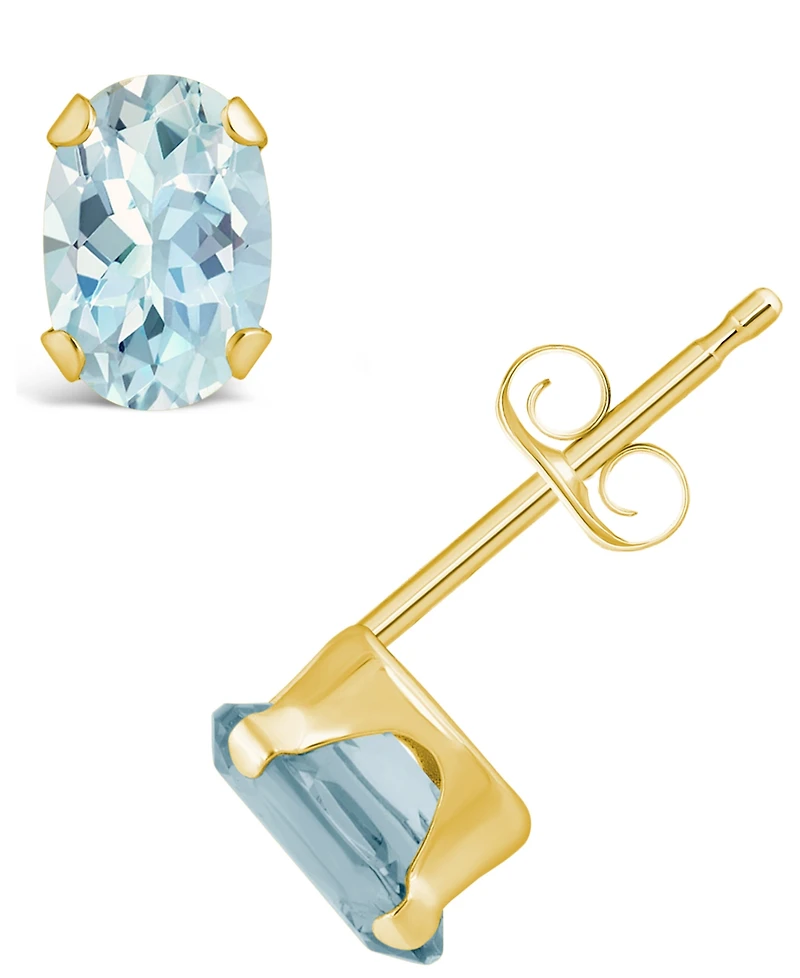 Macy's Gemstone Stud Earrings 10k Yellow Gold