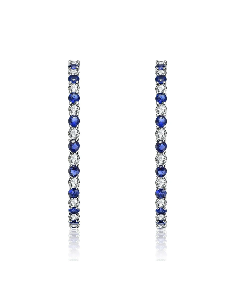 Rhodium Plated Cubic Zirconia Hoop Earrings