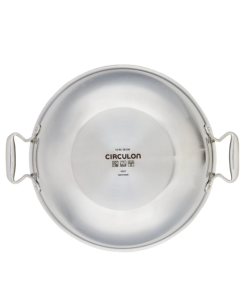 Circulon Clad Stainless Steel 14" Induction Wok with Glass Lid and Hybrid Steelshield and Non-stick Technology