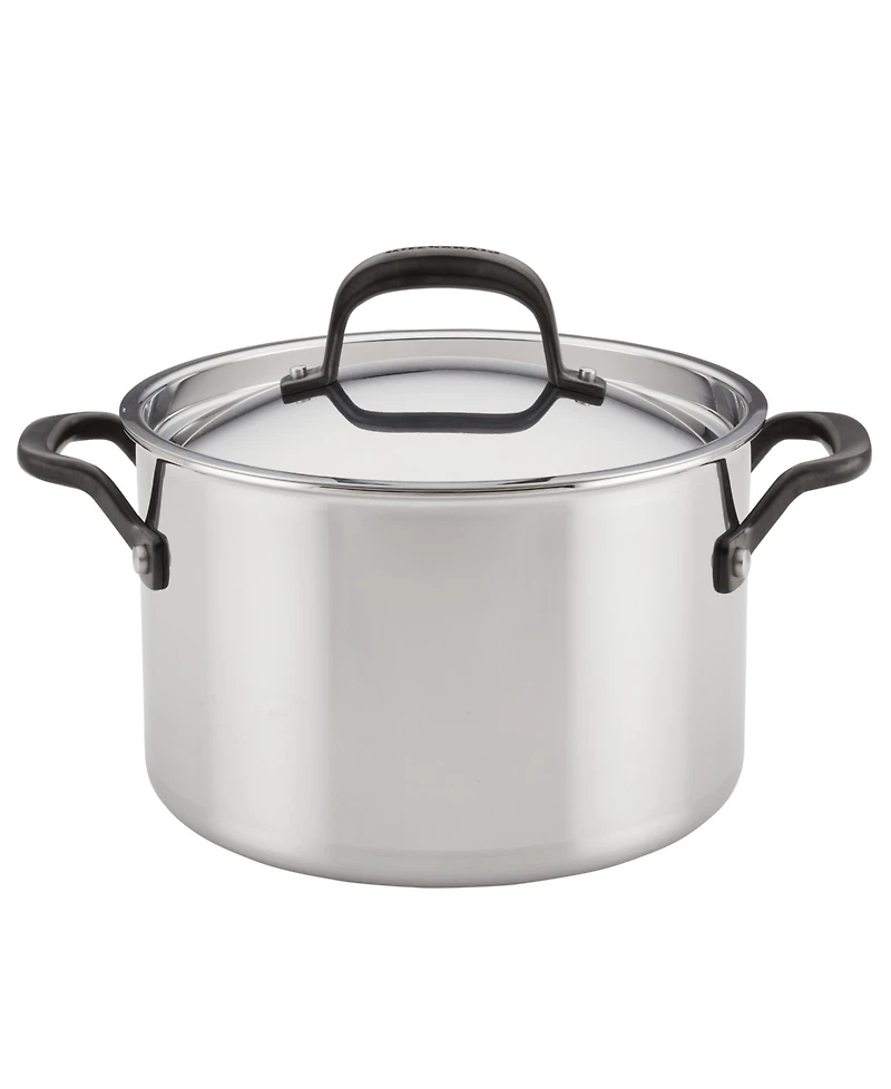 KitchenAid 5-Ply Clad Stainless Steel 6 Quart Induction Stockpot with Lid