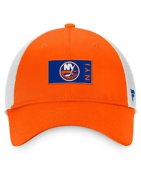 Men's Fanatics Orange, White New York Islanders Authentic Pro Rink Trucker Snapback Hat