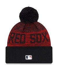 Men's New Era Navy Boston Red Sox Authentic Collection Sport Cuffed Knit Hat with Pom