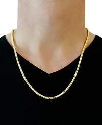 Polished Square Wheat 24" Chain Necklace (3mm) in 14k Gold
