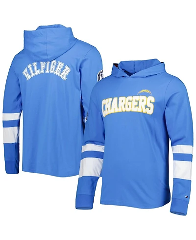 Men's Tommy Hilfiger Powder Blue, White Los Angeles Chargers Alex Long Sleeve Hoodie T-shirt