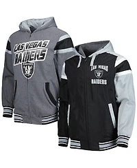 Men's G-iii Sports by Carl Banks Black, Gray Las Vegas Raiders Extreme Full Back Reversible Hoodie Full-Zip Jacket