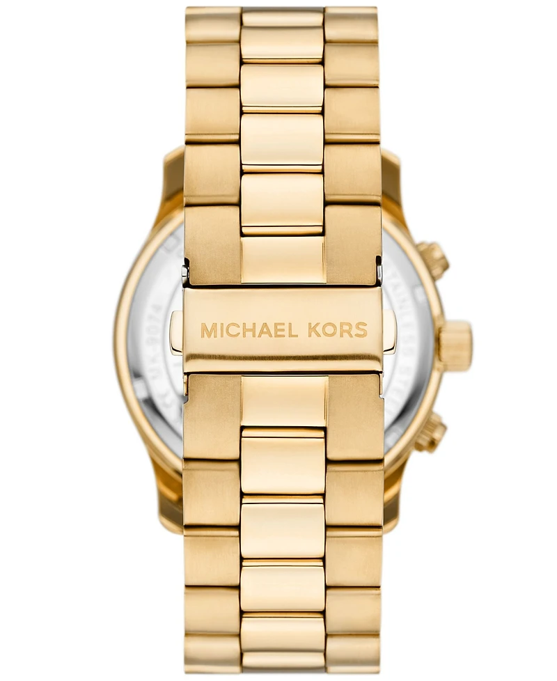 Michael Kors Unisex Runway Chronograph Gold-Tone Stainless Steel Bracelet Watch, 45mm