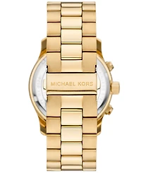 Michael Kors Unisex Runway Chronograph Gold-Tone Stainless Steel Bracelet Watch, 45mm