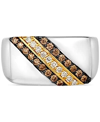 Le Vian Men's Chocolate Diamond (3/8 ct. t.w.) & Nude Diamond (1/5 ct. t.w.) Diagonal Ring in Sterling Silver & 14k Gold-Plate
