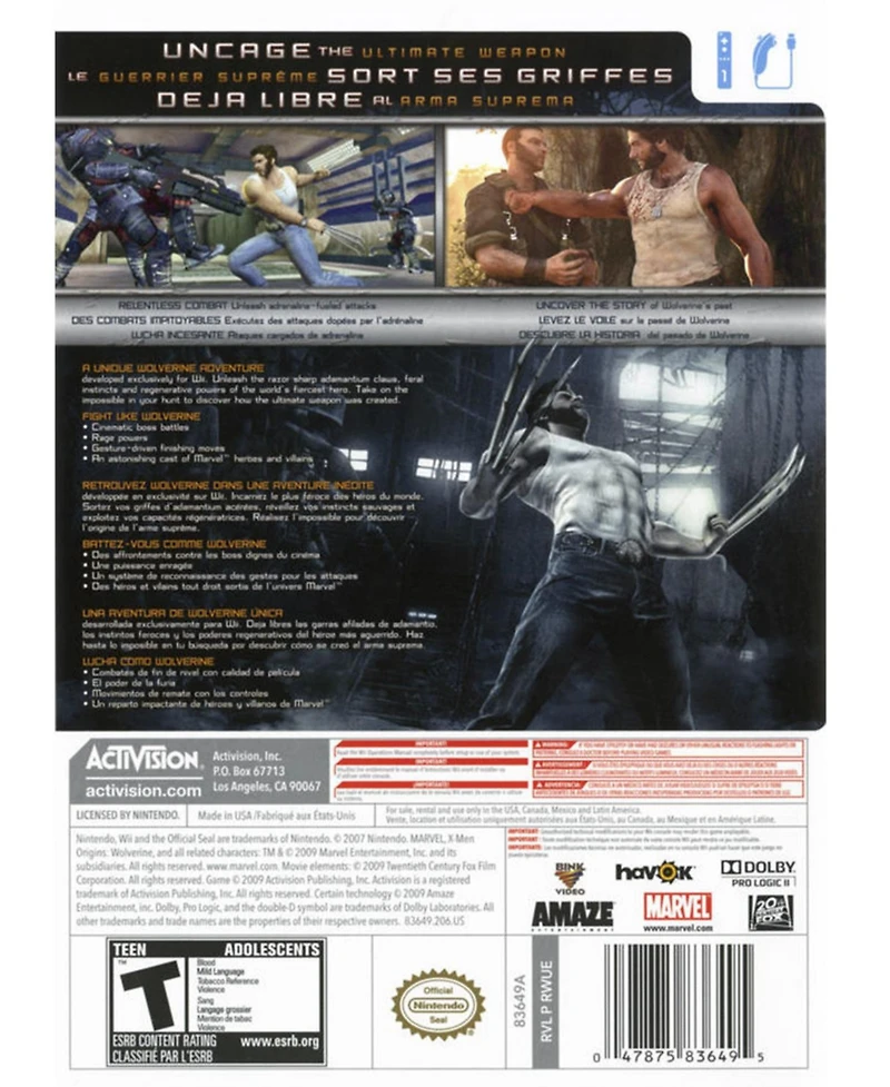 X-Men Origins: Wolverine Wii