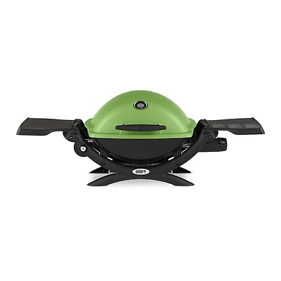 Weber Q 1200 Liquid Propane Grill (Green) With Grill Cover