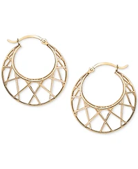 Crisscross Graduated Small Hoop Earrings in 10k Gold, 1"