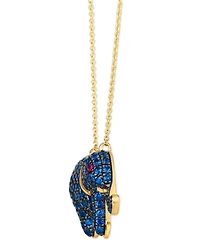 Le Vian Blueberry Sapphire (1-5/8 ct. t.w.) & Passion Ruby Accent Elephant Pendant Necklace in 14k Gold, 18" + 2" extender