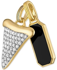 Esquire Men's Jewelry 2-Pc. Set Onyx Dog Tag & Cubic Zirconia Pave Shark Tooth Amulet Pendants in 14k Gold-Plated Sterling Silver, Created for Macy's