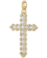 Esquire Men's Jewelry Cubic Zirconia Cross Pendant in 14k Gold-Plated Sterling Silver, Created for Macy's