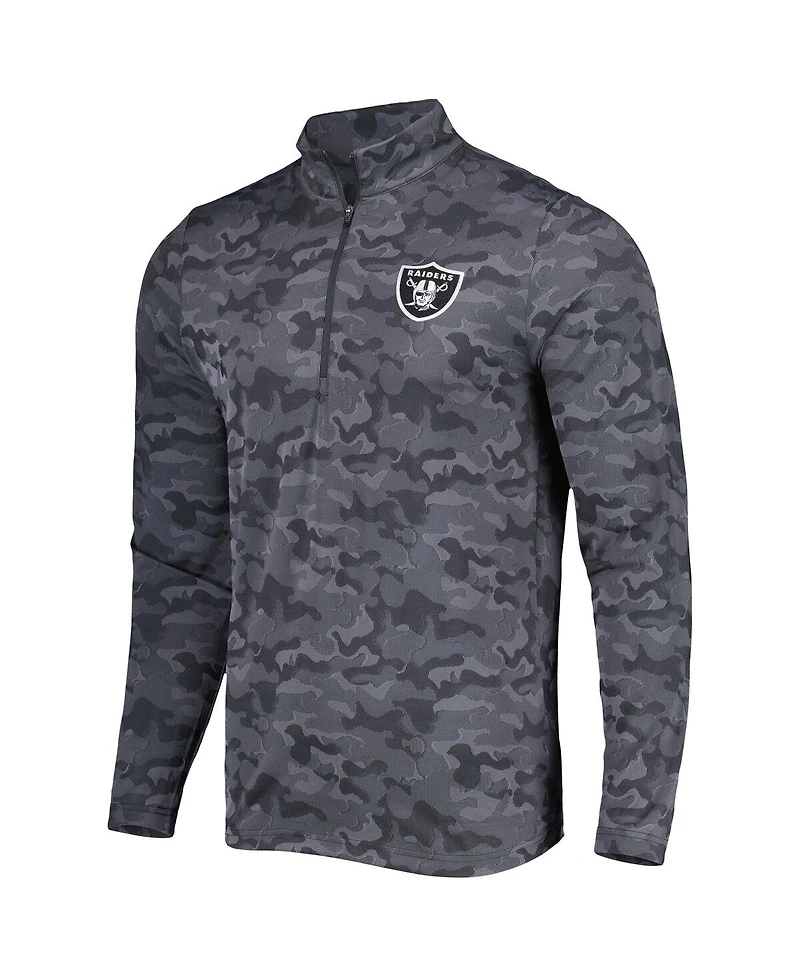 Men's Antigua Black Las Vegas Raiders Brigade Quarter-Zip Sweatshirt