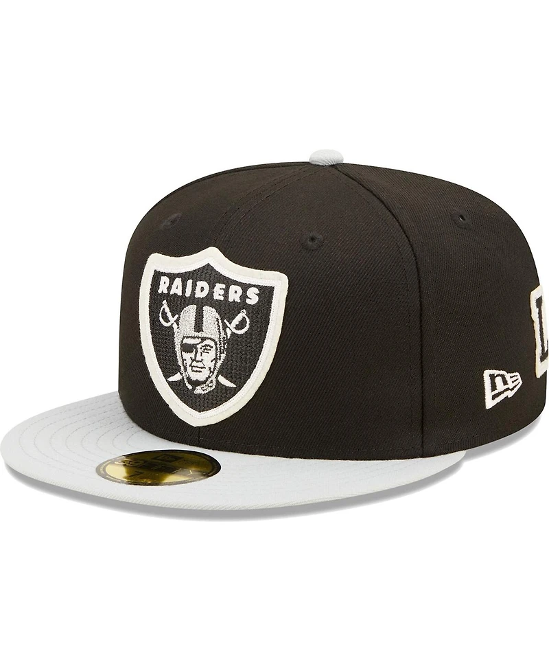 Men's New Era Black, Silver Las Vegas Raiders Super Bowl Xviii Letterman 59FIFTY Fitted Hat