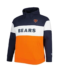 Men's New Era Orange Chicago Bears Big and Tall Current Team Colorblock Fleece Raglan Pullover Hoodie