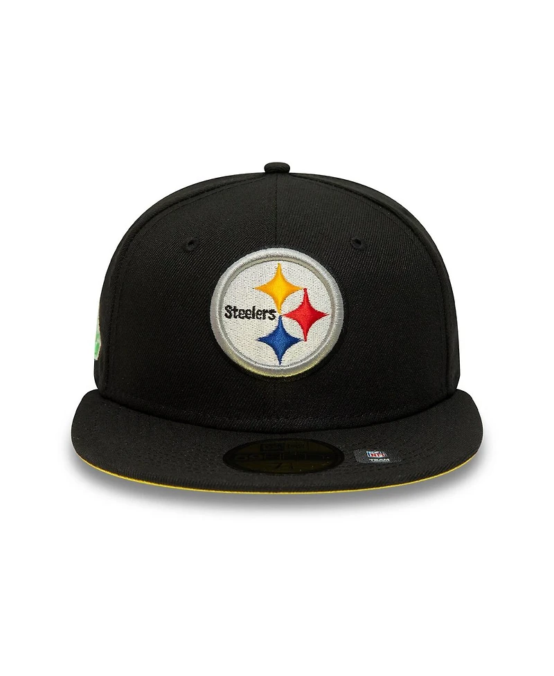 Men's New Era Black Pittsburgh Steelers Super Bowl Xl Citrus Pop 59FIFTY Fitted Hat