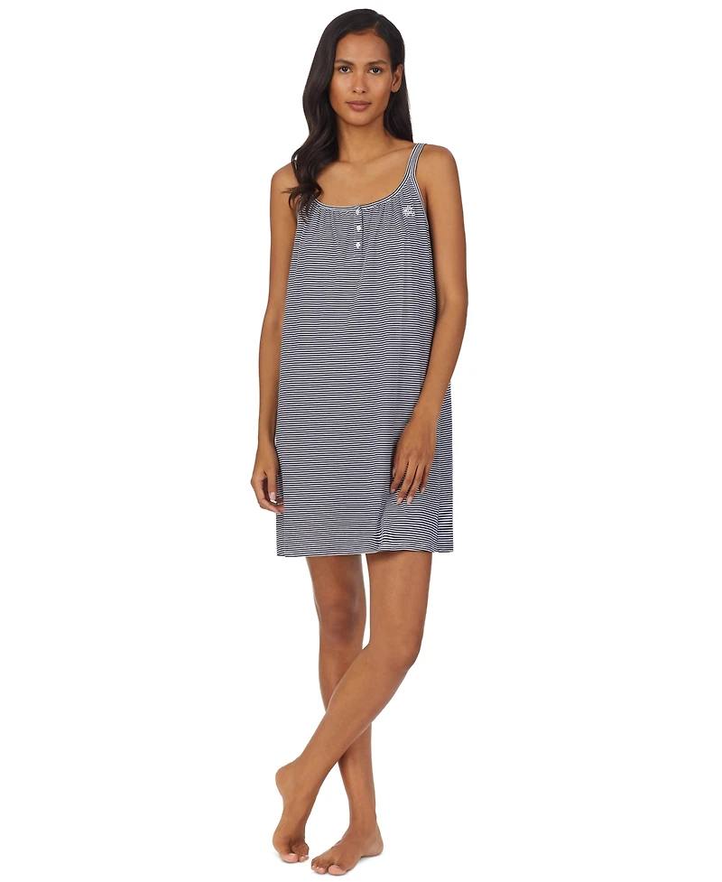 Lauren Ralph Cotton Knit Double-Strap Nightgown