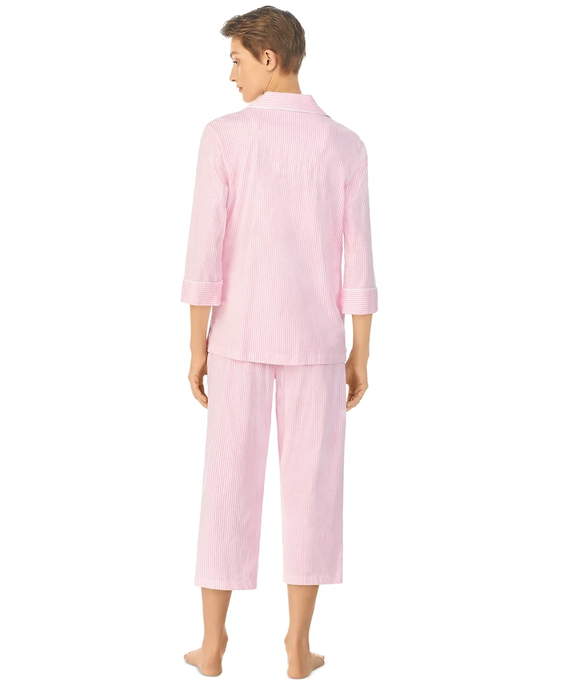 Lauren Ralph Lauren 3/4 Sleeve Classic Notch Collar Capri Pajama Set