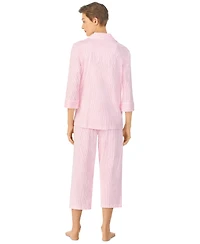 Lauren Ralph Lauren 3/4 Sleeve Classic Notch Collar Capri Pajama Set
