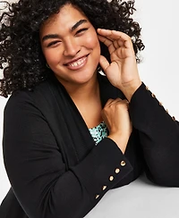 Jm Collection Plus Open-Front Long-Sleeve Cardigan, Exclusively at Macy's