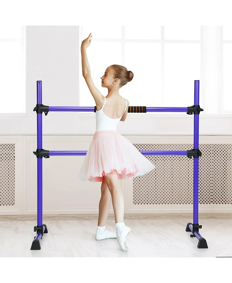 Portable Ballet Barre 4ft Freestanding Adjustable Double Dance Bar