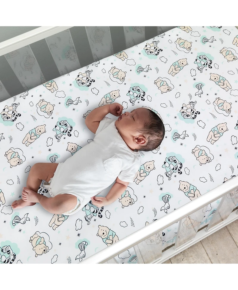 Lambs & Ivy Disney Baby Winnie the Pooh Hugs White Fitted Crib Sheet