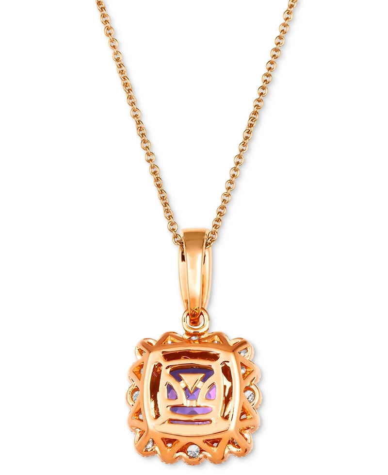 Le Vian Grape Amethyst (2-1/8 ct. t.w.) & Diamond (3/8 ct. t.w.) Halo Pendant Necklace in 14k Rose Gold, 18" + 2" extender
