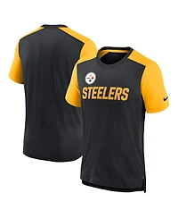 Men's Nike Heathered Black, Gold Pittsburgh Steelers Color Block Team Name T-shirt