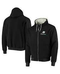 Men's Dunbrooke Black Miami Dolphins Craftsman Thermal-Lined Full-Zip Hoodie