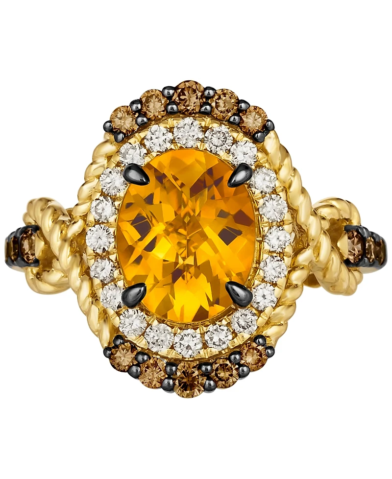 Le Vian Cinnamon Citrine (2-1/2 ct. t.w.) & Diamond (3/4 ct. t.w.) Rope Wrapped Halo Ring in 14k Gold