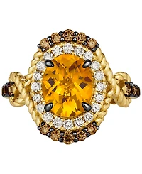 Le Vian Cinnamon Citrine (2-1/2 ct. t.w.) & Diamond (3/4 ct. t.w.) Rope Wrapped Halo Ring in 14k Gold