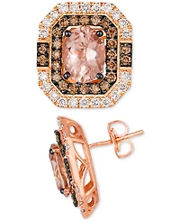 Le Vian Peach Morganite (2-5/8 ct. t.w.) & Diamond (1-5/8 ct. t.w.) Halo Stud Earrings in 14k Rose Gold