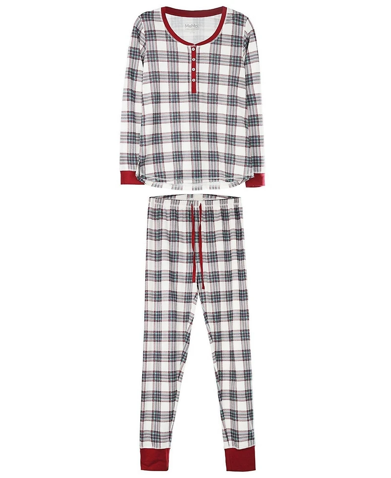 MeMoi Women's Plaid Matching Pajama 2 Piece Set