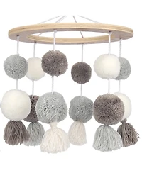 Lambs & Ivy Signature Pom Pom Musical Baby Crib Mobile - White/Gray