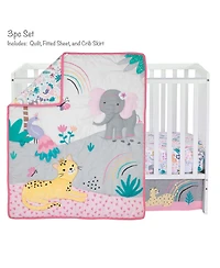 Bedtime Originals Rainbow Jungle Elephant/Leopard 3-Piece Baby Crib Bedding Set