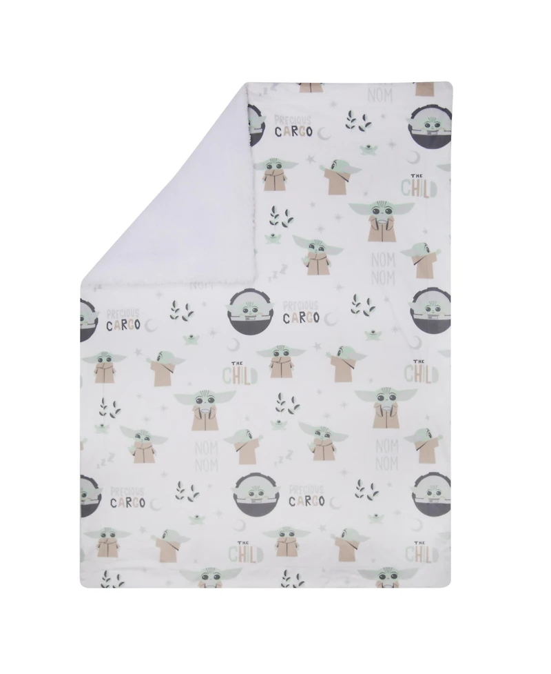 Lambs & Ivy Star Wars The Child/Baby Yoda/Grogu White Minky/Fleece Baby Blanket