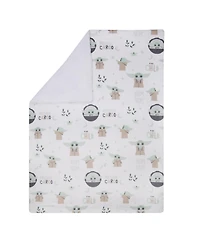 Lambs & Ivy Star Wars The Child/Baby Yoda/Grogu White Minky/Fleece Baby Blanket