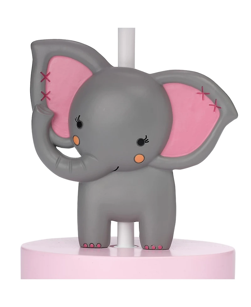 Bedtime Originals Twinkle Toes Pink/Gray Elephant with Monkey Nursery Lamp with Shade & Bulb