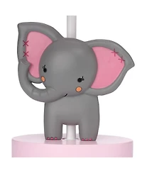 Bedtime Originals Twinkle Toes Pink/Gray Elephant with Monkey Nursery Lamp with Shade & Bulb