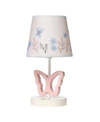 Lambs & Ivy Baby Blooms Pink Butterfly Nursery Lamp with Floral Shade & Bulb
