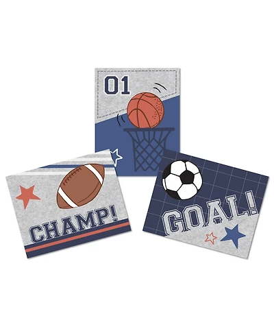 Lambs & Ivy Baby Sports 3 Piece Unframed Nursery/Child Wall Art 11" X 14"